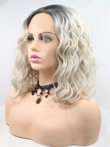 Ombre Blonde Curly Synthetic Lace Front Wig