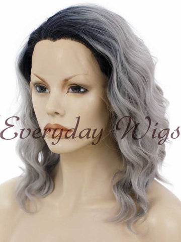 Ombre Grey Short Bob Wavy Synthetic Wigs
