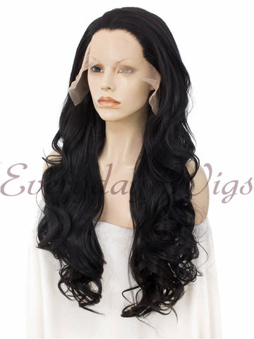 Black Wavy Synthetic Lace Front Wig