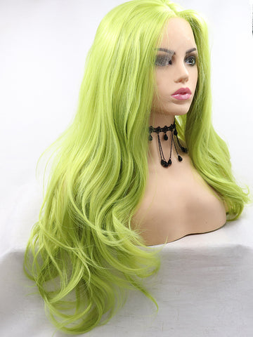Green Long Wavy Synthetic Lace Front Wig