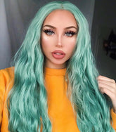 Green Slight Wavy Synthetic Wigs-Everyday Wigs