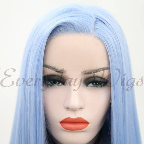 Long Blue Straight Synthetic Lace Front Wig
