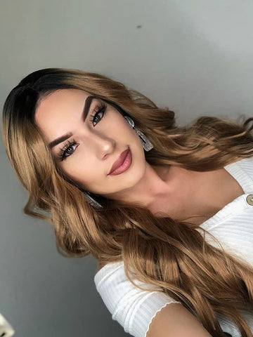 Ombre Brown Synthetic Lace Front Wig