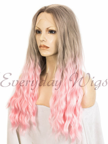 Ombre Pink Wavy Synthetic Hair Wigs