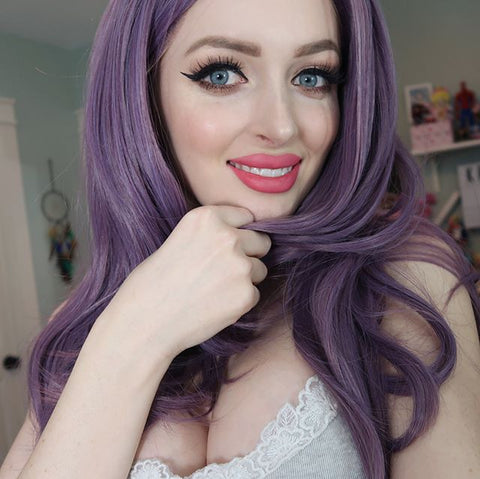 Purple Wavy Synthetic Lace Front Wig