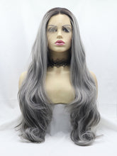 Grey Ombre Wavy Synthetic Lace Front Wig-Everyday Wigs