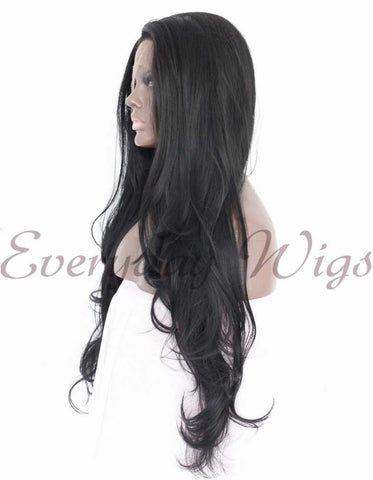Black Long Wavy Synthetic Lace Front Wig