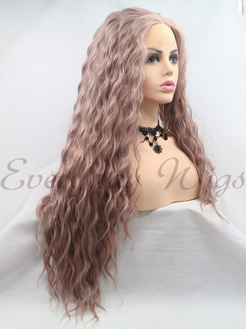 Pink Slight Wavy Synthetic Lace Front Wig