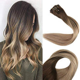 Ombre Blonde Clip in Hair Extensions #4/#18/#27-Everyday Wigs