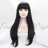 Black Lace Front Wigs with Bangs-Everyday Wigs