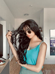 Black Wavy Synthetic Lace Front Wig with Bangs-Everyday Wigs