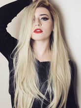 Blonde Ombre Long Straight Synthetic Lace Front Wig-Everyday Wigs