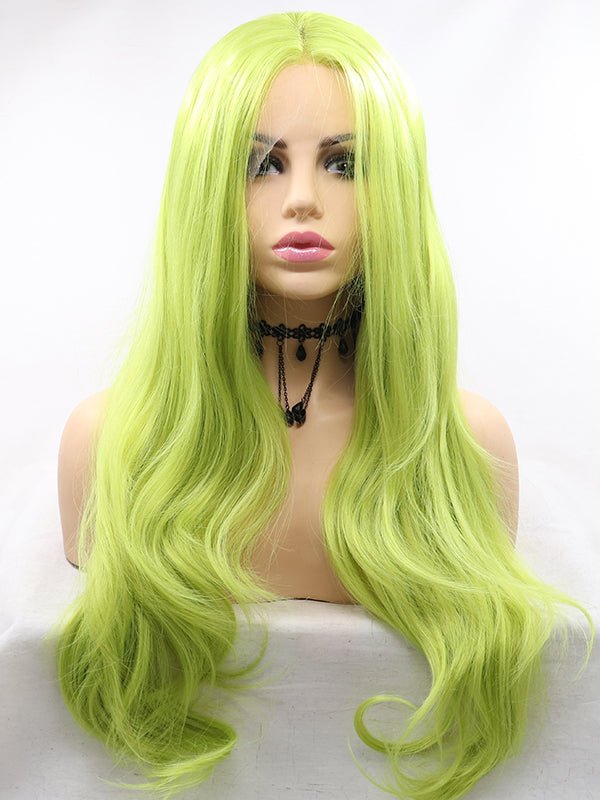 Green Long Wavy Synthetic Lace Front Wig – Everyday Wigs