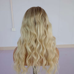 Long Blonde Wavy Lace Front 360 Real Natural Glueless Human Hair Wigs for Caucasian Women - Everyday Wigs