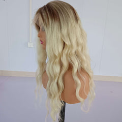 Long Blonde Wavy Lace Front 360 Real Natural Glueless Human Hair Wigs for Caucasian Women - Everyday Wigs