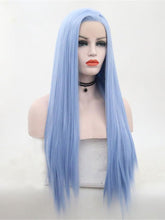 Long Blue Straight Synthetic Lace Front Wig-Everyday Wigs
