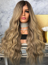 Long Ombre Brown Human Wavy Lace Front Wigs - Everyday Wigs