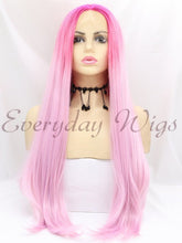 Long Pink Straight Synthetic Lace Front Wig-Everyday Wigs