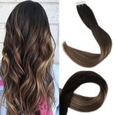 Ombre Brown Tape in Hair Extensions ( #1B/#6/#27)-Everyday Wigs