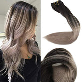 Ombre Clip in Hair Extensions #1B#18-Everyday Wigs