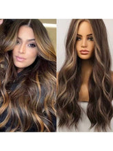 Ombre Highlight Brown Highlight Long Length Human Hair Wigs - Everyday Wigs