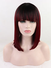 Ombre Red Short Synthetic Lace Front Wig-Everyday Wigs
