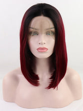 Ombre Red Short Synthetic Lace Front Wig-Everyday Wigs