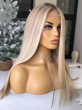 Platinum Blonde Straight Middle Part Lace Front Human Hair Wig - Everyday Wigs