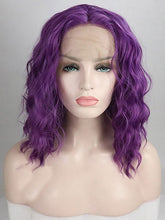 Short Purple Wavy Synthetic Lace Front Wig-Everyday Wigs