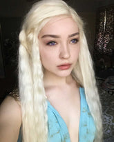 White Blonde Wavy Synthetic Lace Front Wig-Everyday Wigs