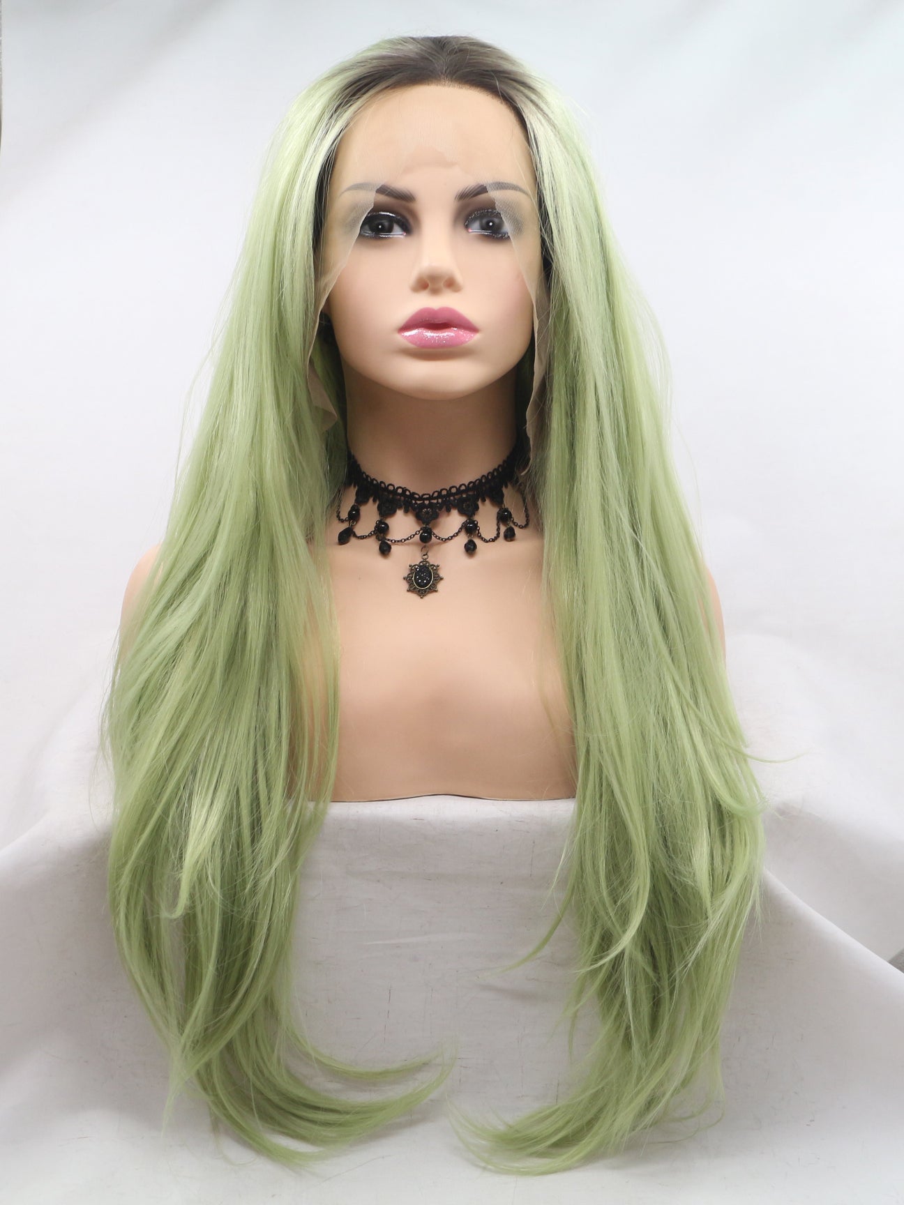Ombre Green Long Wavy Synthetic Lace Front Wig – Everyday Wigs