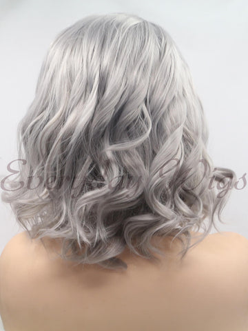 Short Grey Synthetic Lace Front Wig