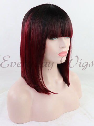 Ombre Red Short Synthetic Lace Front Wig