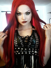 Long Straight Red Synthetic Lace Front Wigs-Everyday Wigs