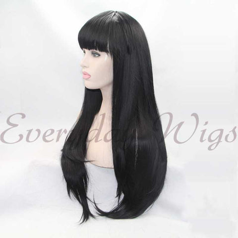 Black Lace Front Wigs with Bangs