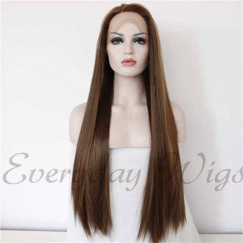 Dark Brown Synthetic Lace Front Wigs