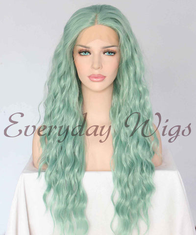 Green Slight Wavy Synthetic Wigs