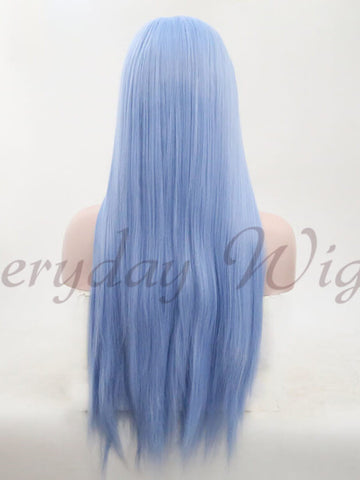 Long Blue Straight Synthetic Lace Front Wig