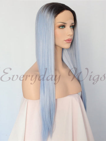 Ombre Blue Synthetic Lace Front Wig