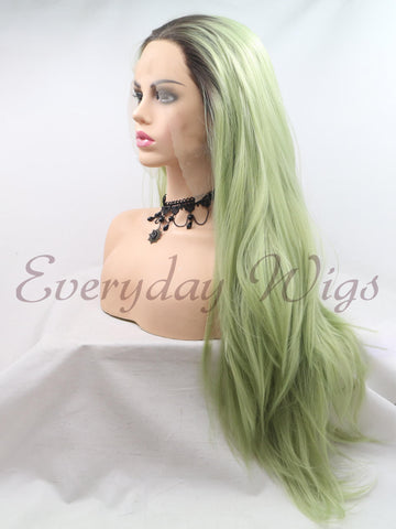Ombre Green Synthetic Lace Front Wig