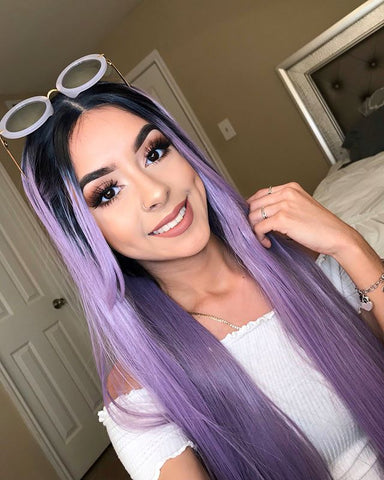 Ombre Light Purple Synthetic Lace Front Wig