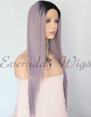 Ombre Light Purple Synthetic Lace Front Wig