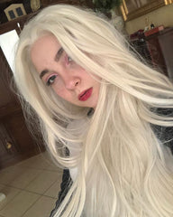 Platinum Blonde Straight Synthetic Lace Front Wig-Everyday Wigs