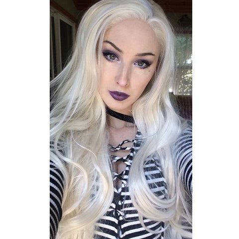 Platinum Blonde Straight Synthetic Lace Front Wig