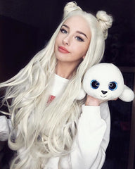 Platinum Blonde Straight Synthetic Lace Front Wig-Everyday Wigs