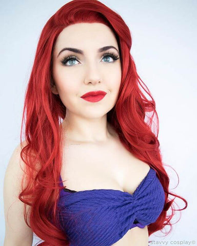 Red Wavy Synthetic Lace Front Wig