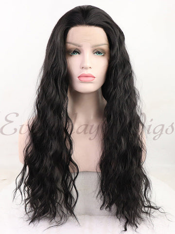 Natural Black Wavy Synthetic Lace Front Wig