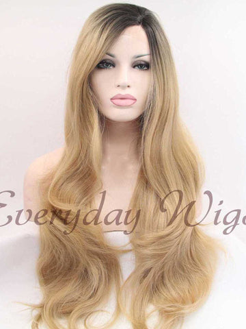Natural Honey Blonde Ombre Synthetic Front Lace Wigs