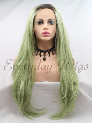 Ombre Green Synthetic Lace Front Wig