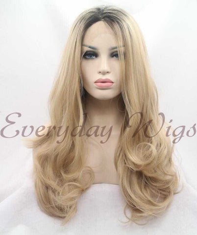 Blonde Ombre Wavy Synthetic Lace Front Wig